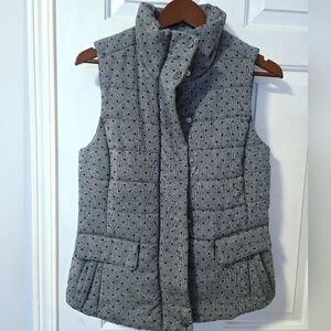 Liz Clayborne Wool Gray Polka Dot Women's Vest, Multiple Pockets